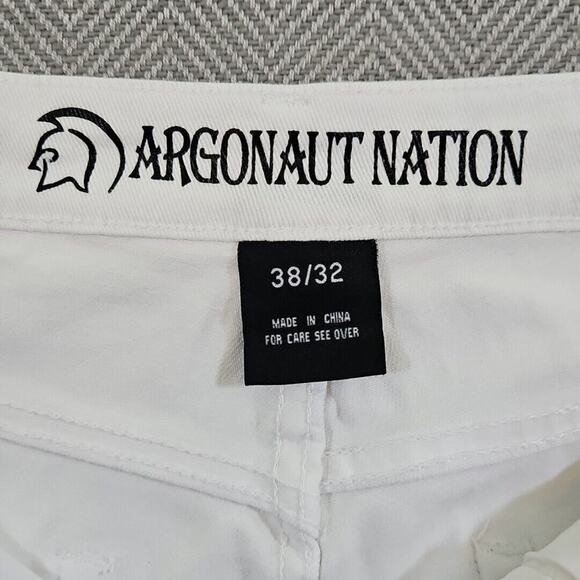 Argonaut Nation Men's White Slim Straight Jeans Size W38 x L32 Distressed Zipper - Picture 11 of 12